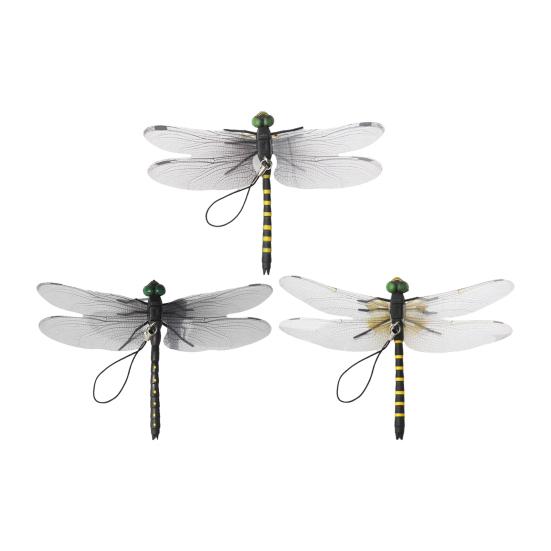 Realistic Artificial Dragonfly Outdoor Insect Deterrent Garden Decoration Dragonfly Pin with Hanging Strap for Outdoor Flower Pots Camping Hat