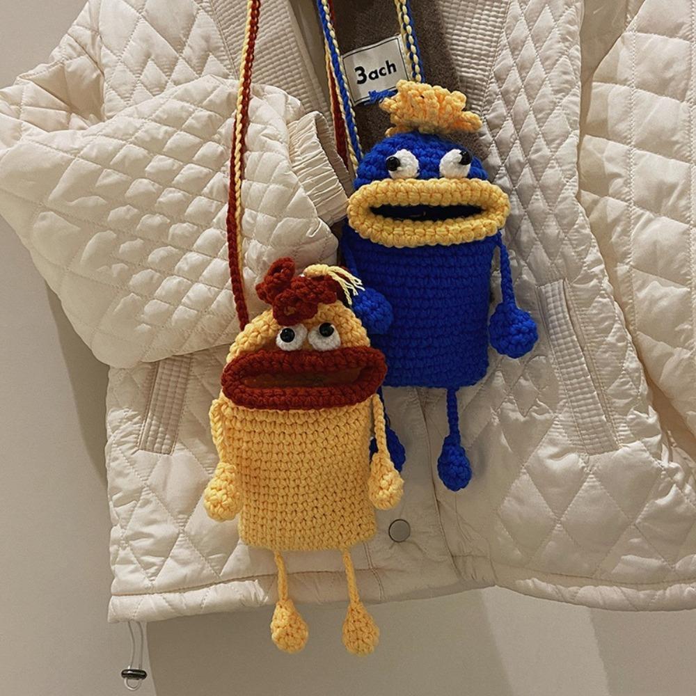 

Knit Woven Bag Sausage Mouth Mobile Phone Bags New Coin Purse