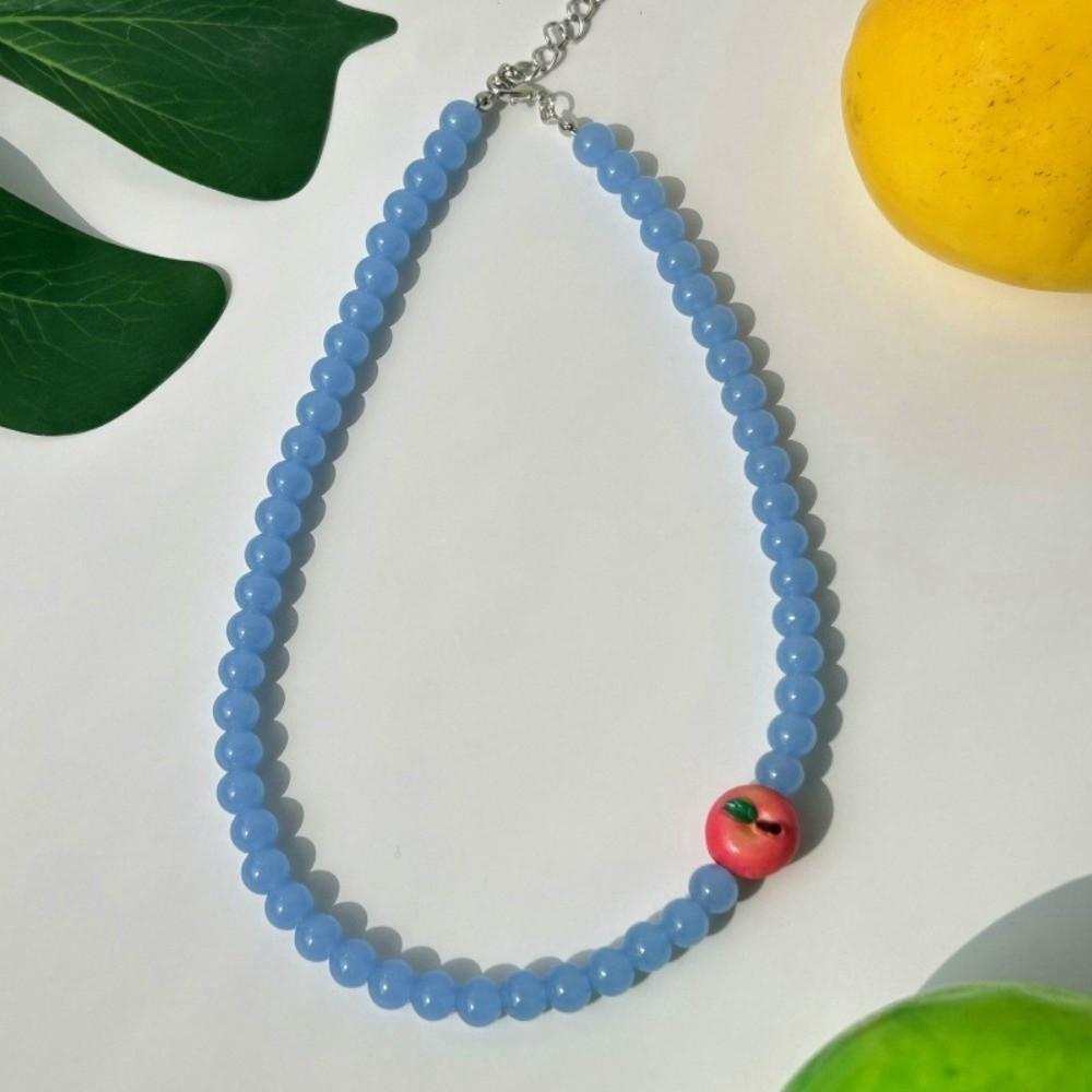 Layered Fruit Bead Necklace Stackable Retro Necklace Bohemian Colorful Choker Beach