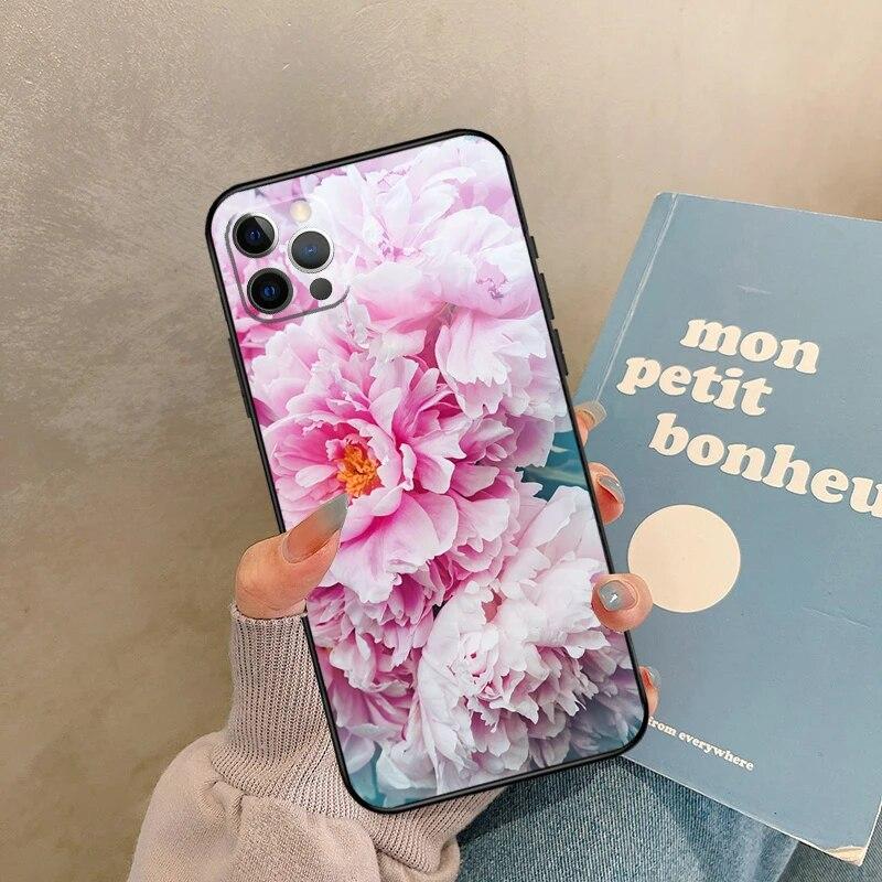 Różowa fioletowa piwonia etui na telefon iPhone Samsung Galaxy Redmi Xiaomi Oppo OnePlus Note SA 7 8 9 10 11 12 13 14 20 21 22 23 53 54 Pro Max Plus Ultra