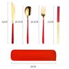 4Pcs Portable Tableware Set Stainless Steel Knife Fork Spoon Chopsticks Travel Tableware With Box Picnic Camping Cutlery Set