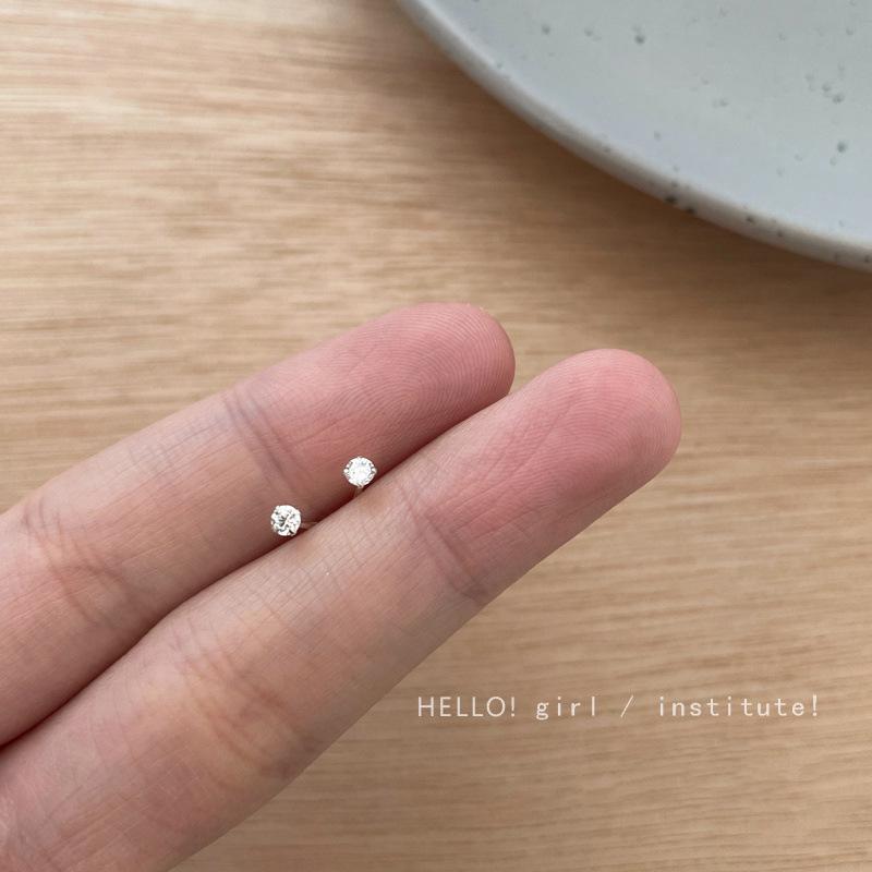 S925 Sterling Silver Korean Style Zirconia Stud Earrings for Women - Minimalist and Elegant Design