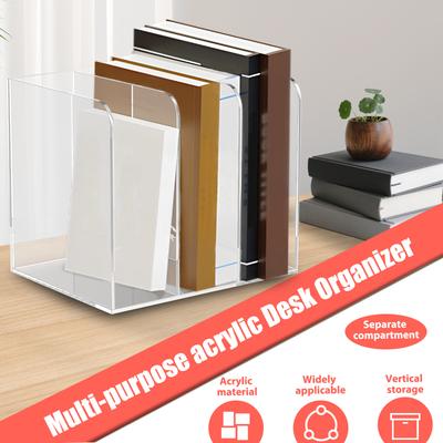 Schreibtisch-Bücherregal Acryl Transparent Aktenordner mit 3 Fächern Magazin-Aufbewahrungsregal für Homeoffice und Schule