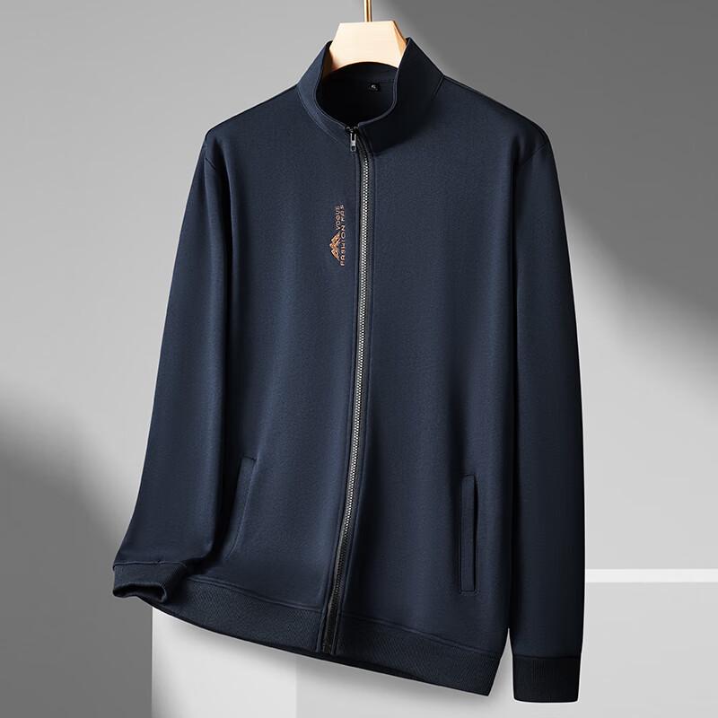 Dibinze Men's Plus Size Cotton Full-Zip Stand Collar Jacket