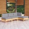 VidaXL Solid Pine Wood Garden Lounge Set 4 Pcs with Cushions Patio Furniture Outdoor Furniture Garden Furniture 3096297