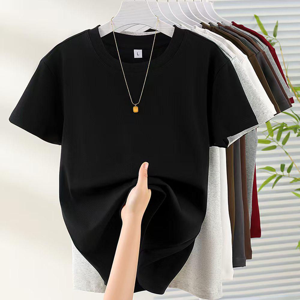 Women's Slim Fit Pure Cotton White Short-Sleeve T-Shirt - Round Neck, Versatile Basic Summer Top