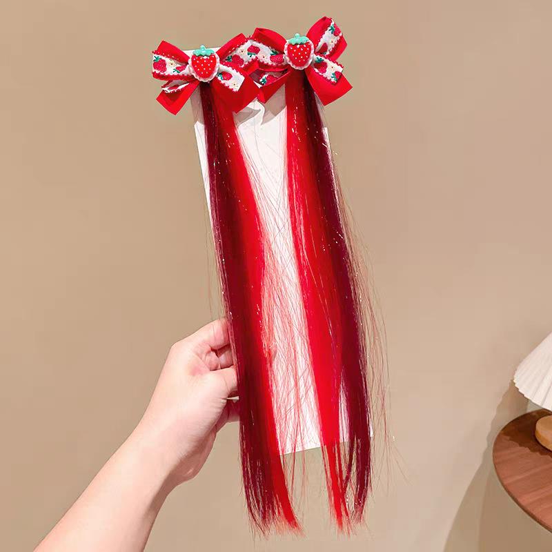 Children's Red Festive Braided Hair Clip - Safe, Non-Damaging Performance Hairpin for Girls