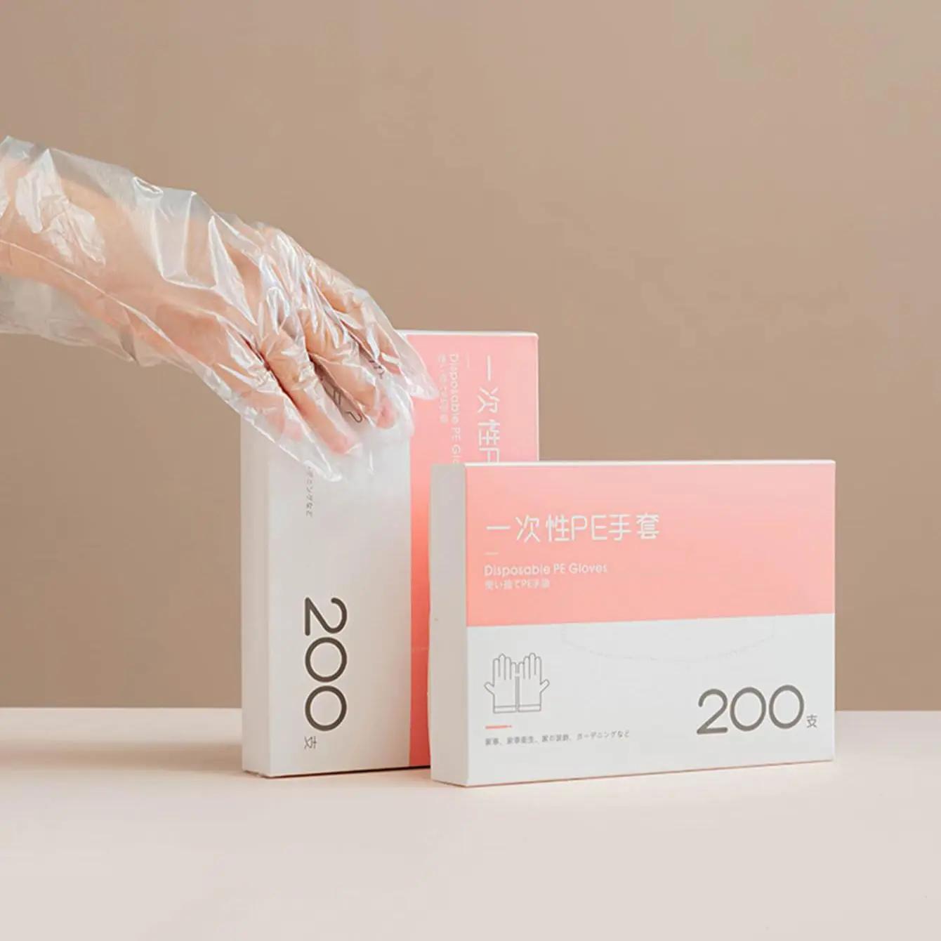 

200 шт. одноразовых пластиковых перчаток для кейтеринга, выпечки, захвата, окунания, перемешивания, салата, прозрачные полиэтиленовые перчатки, кухонные принадлежности 200pcs розовый