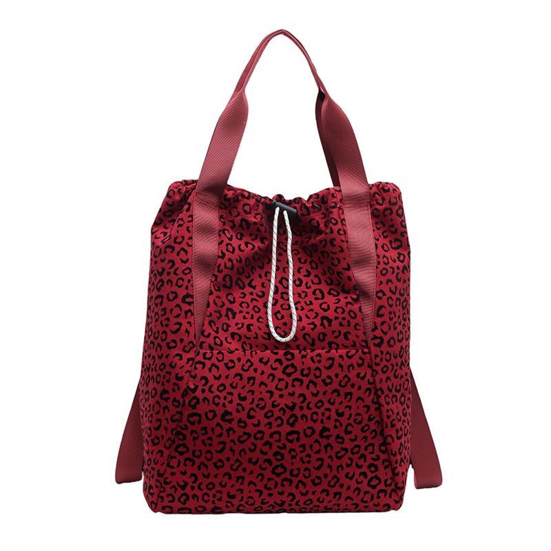

Винтажный нишевый рюкзак женский большой вместимости с леопардовым принтом ручная сумка через плечо для выхода в свет рюкзак для путешествий с затягивающимся шнурком one size fits all бордовый
