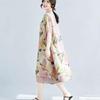 Plus Size Chiffon Color Block Round Neck Dress for Women