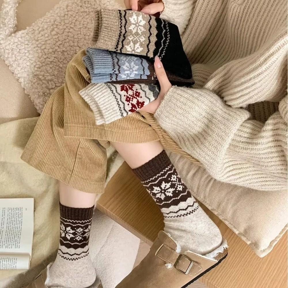 Thickened Christmas Socks Retro Fair Isle Floor Socks Fashion Warm Wool Socks  for Men And Women
