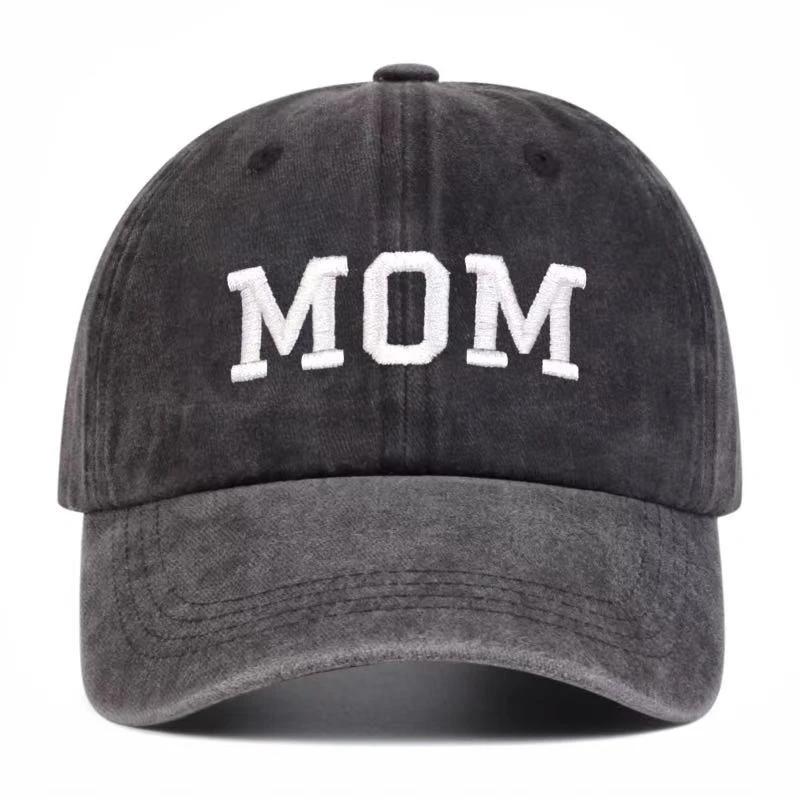 Unisex DAD MOM Letter Embroidery Wash Baseball Caps Spring and Autumn Outdoor Adjustable Casual Hats Sunscreen Hat