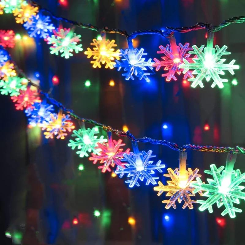 Snowflake Christmas LED Lights String Garland  Christmas Decoration Navidad  Year Decorative Holiday Fairy Light
