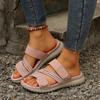 Sandali Bassi a Infradito da Donna Taglie Forti, Scarpe Casual Moda con Lavorazione Intrecciata, Sandali Bassi Estivi a Fascia Singola per Donna
