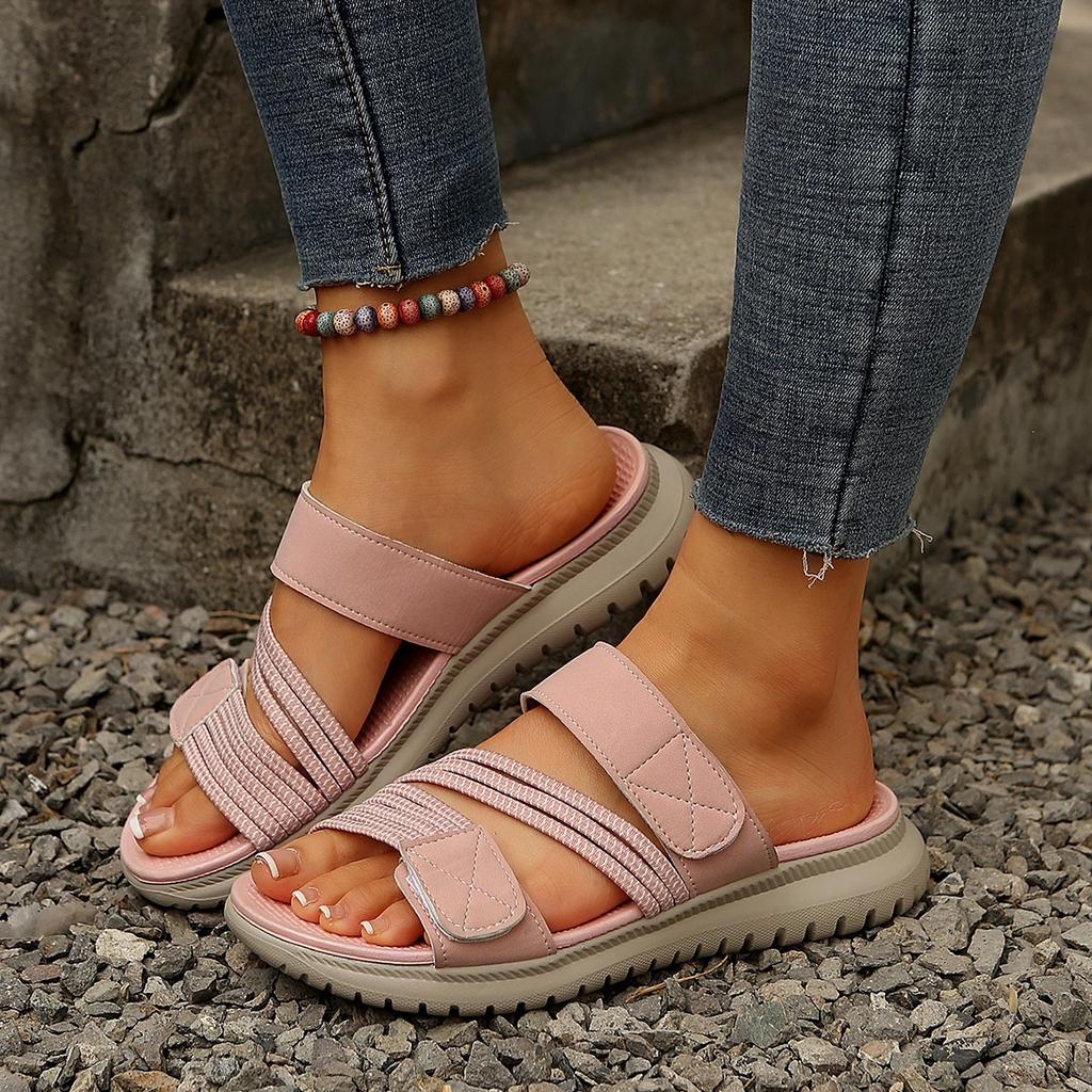 Sandali Bassi a Infradito da Donna Taglie Forti, Scarpe Casual Moda con Lavorazione Intrecciata, Sandali Bassi Estivi a Fascia Singola per Donna