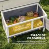 Outdoor Rabbit Hutch in Pine Wood with Removable Tray, Opening Roof and Lockable Door, Grey