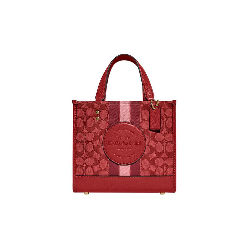 

COACH handbag Dempsey 22 classic presbyopic snap closure, fabric and cow leather, Tote bag, Tote bag, shopping bag, portable shoulder crossbody bag червоний