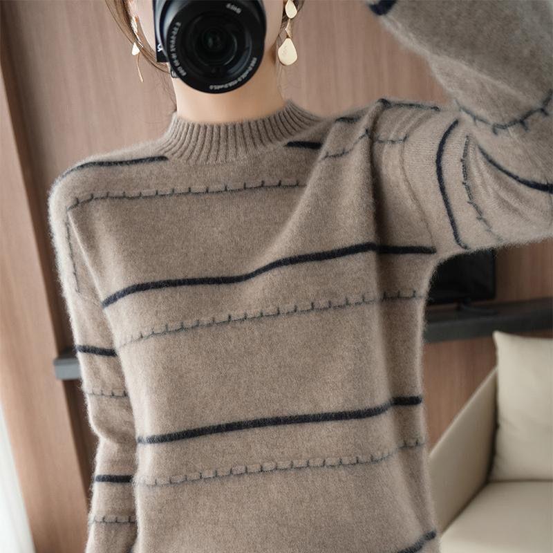 Half High Collar Sweater Pullover Women Fashion 2022 Autumn and Winter New Loose Japanese Style Pullover Knit Bottoming Sweater