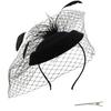 Boina de Plumas de Avestruz: Corona de Novia Retro con Malla y Flor para Fiestas de Socialité