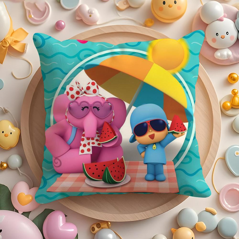 Cartoon Cute P-Pocoyo Pillow Case Short Plush Double-Sided Printing Home Machine Washable In Warm Winter Cushion Cover