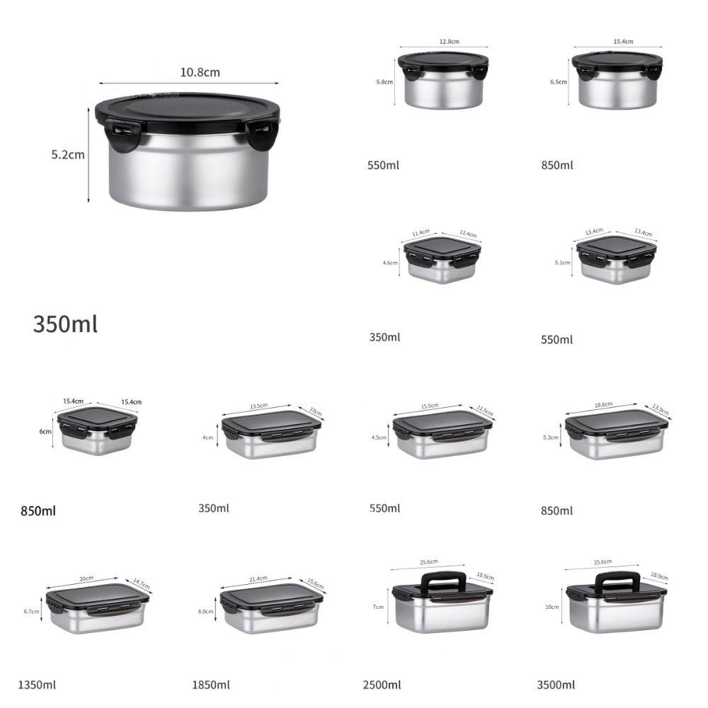 Stainless Steel Sealed Lunch Box Square Food Box Frozen Box Fresh-keeping Box  Microwave