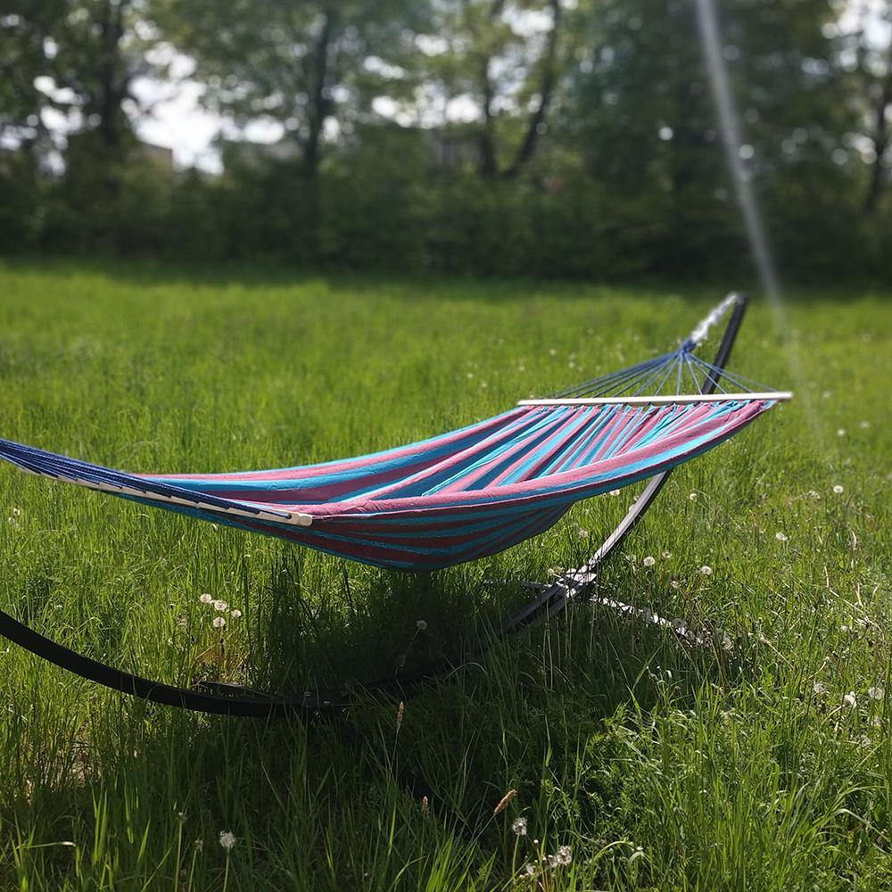 Single garden hammock with crossbar, 200 x 80, 150 kg strong