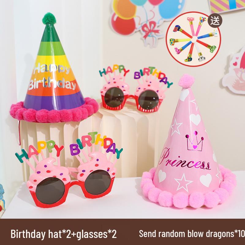 First Birthday Girl Photo Props Set: Hat, Glasses, and Creative Decorations