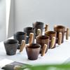 Japanese-style Retro Vintage Ceramic Manual Coffee Mug With Wooden Handle Tumbler Rust Glaze Tea Milk Beer Cup Home Drinkware