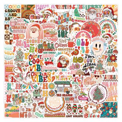 110 New Groovy Christmas Doodle Stickers Notebook Skateboard Suitcase Stickers
