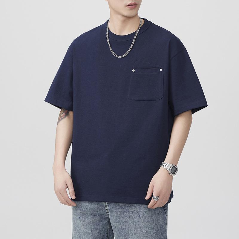 Summer Heavy 300g Retro Short-sleeved T-shirt for Men's National Loose Japanese Casual T-shirt