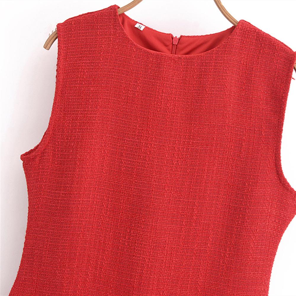 2025 Spring Women's Textured Slim Fit Sleeveless Dress