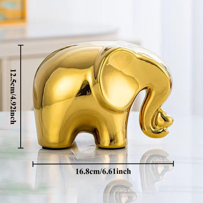 

Статуэтка слона из керамики ручной работы с гальваническим покрытием золото/серебро Домашний декор Фигурка животного Свадебный подарок Украшение Офисный стол Арт золотой