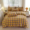 Autumn Winter Pure Cotton Brushed 4 Piece Bedding Set Simple Striped Thick Bed Sheet Duvet Cover All Cotton Bed Supplies 3 Piece Set With Pillowcase