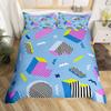 Retro Memphis Style Duvet Cover Set Galaxy Fashion Style Geometric Shapes Bedding Set Full,Hipster Old Fashioned Comforter Cover