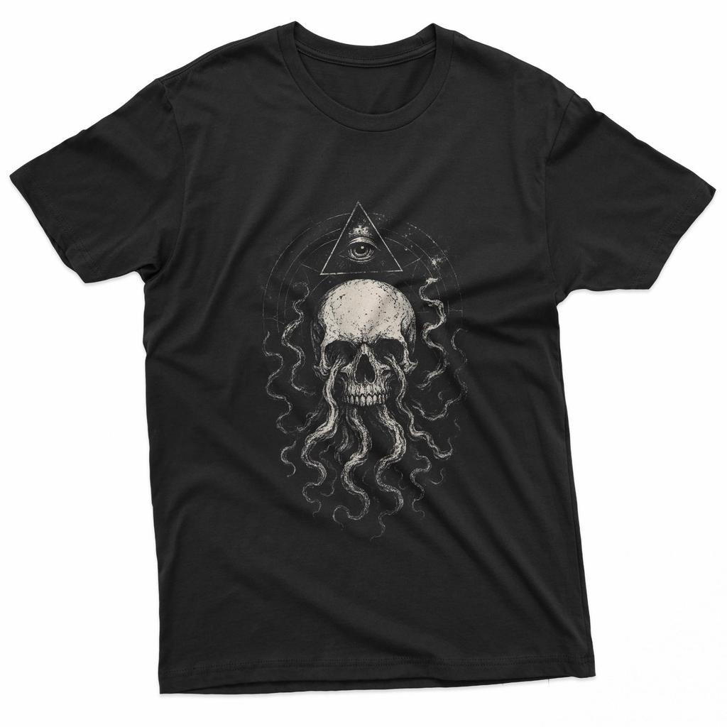 Skull Eldritch Horror Tentacle Goth Grunge All Seeing Eye T-Shirt