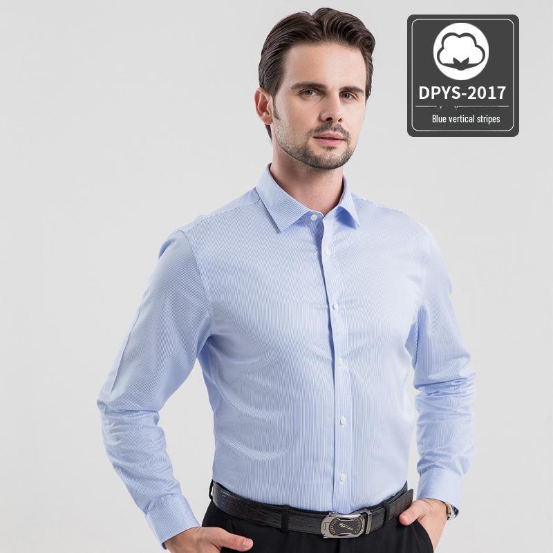 2022 Premium Men's Long-Sleeve Iron-Free Pure Cotton Shirt - Light Luxury Business Wear