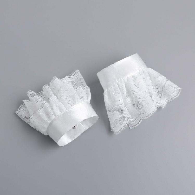 Delicate Double Layer Lace Detachable Collar And Removable False Sleeve Set For Blouses Dresses Adjustable Tie Design