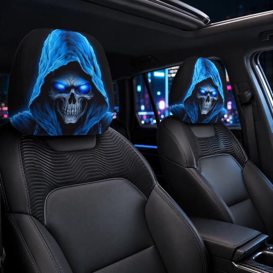 Grappige Cartoon Auto Hoofdsteunhoezen, Universeel Ademend Elastisch Stoel Nekkussen Beschermer, Halloween Spookachtige Auto Interieur Decoratie