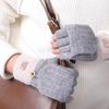 New autumn and winter couple cashmere half gloves gloves hand warmer flip warmer gloves jacquard gloves student finger writing