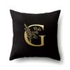 Polyester Pillowcase Car Decoration Black Gold Flower Pillowcase 26 English Letters Home Cushion Cover