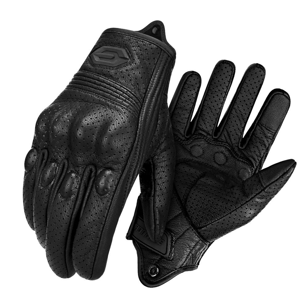 

Genuine Leather Motorcycle Gloves Men s Touch Screen Guantes Moto Black Motocross Off-Road Gloves Breathable Anti-fall Gloves M