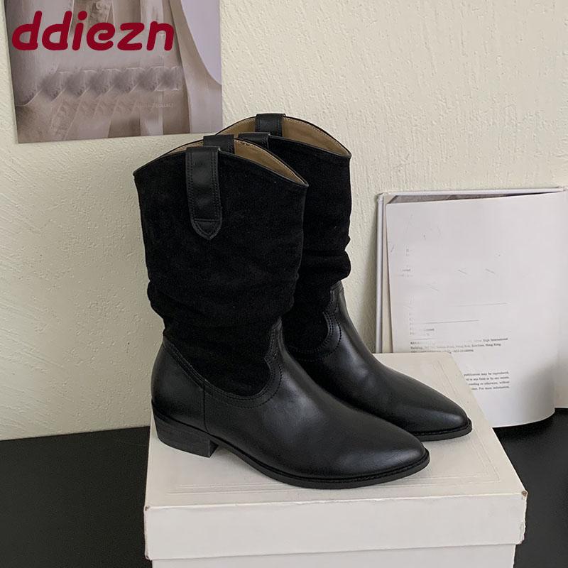 Fashion Footwear Slip On Women Ankle Chelsea Boots With Low Heel Shoes Fashion Pointed Toe Ladies Short Boots Shoes Pumps lady