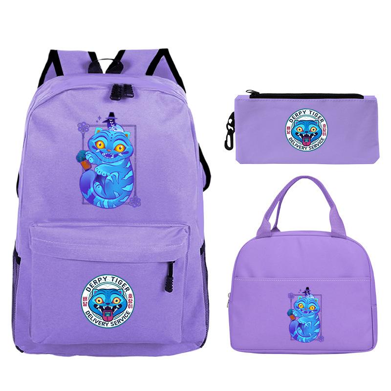 Demon Hunters Printed Children's Backpack Three-piece Campus Fashion Primary and Secondary School Students Large Capacity School Bag