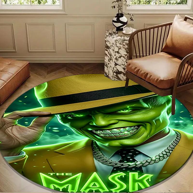 The Masked Green Man Round Rug for Livingroom,Bedroom, Palyroom, Chair Rug, Area rug, Circle Carpet, Large Size Decor Fan Christmas gift