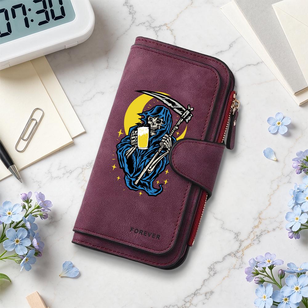 Grim Reaper Pattern Long Wallet Fashion Casual Card Holder Portable Daily Purse 