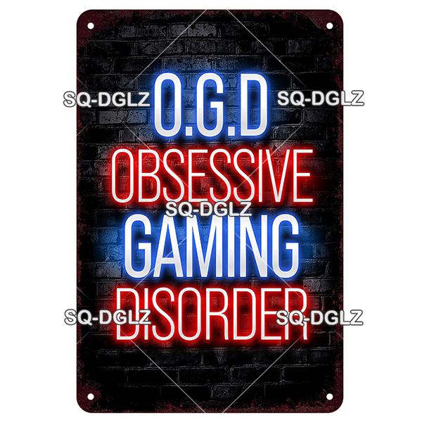 SQDGLZ Vintage Game Zone Neon Metal Sign Tin Sign Plate Home Bar Door Wall Decor Sticker Man Cave Decoration Plaque Poster Gift
