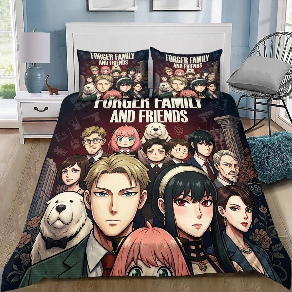 Anime Spy X Family Bedding Set Kawaii Loid Forger Duvet Cover Cute Bed Set Twin Queen Size Kids Bedroom Decor