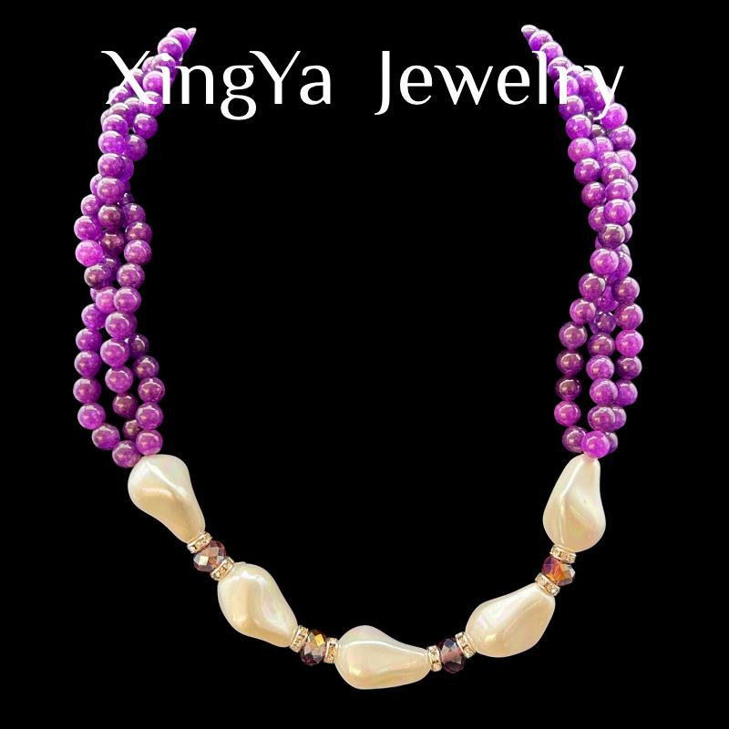 Винтажный набор с бусинами из синтетических камней, тяжелая промышленность, элегантное жемчужное ожерелье, серьги