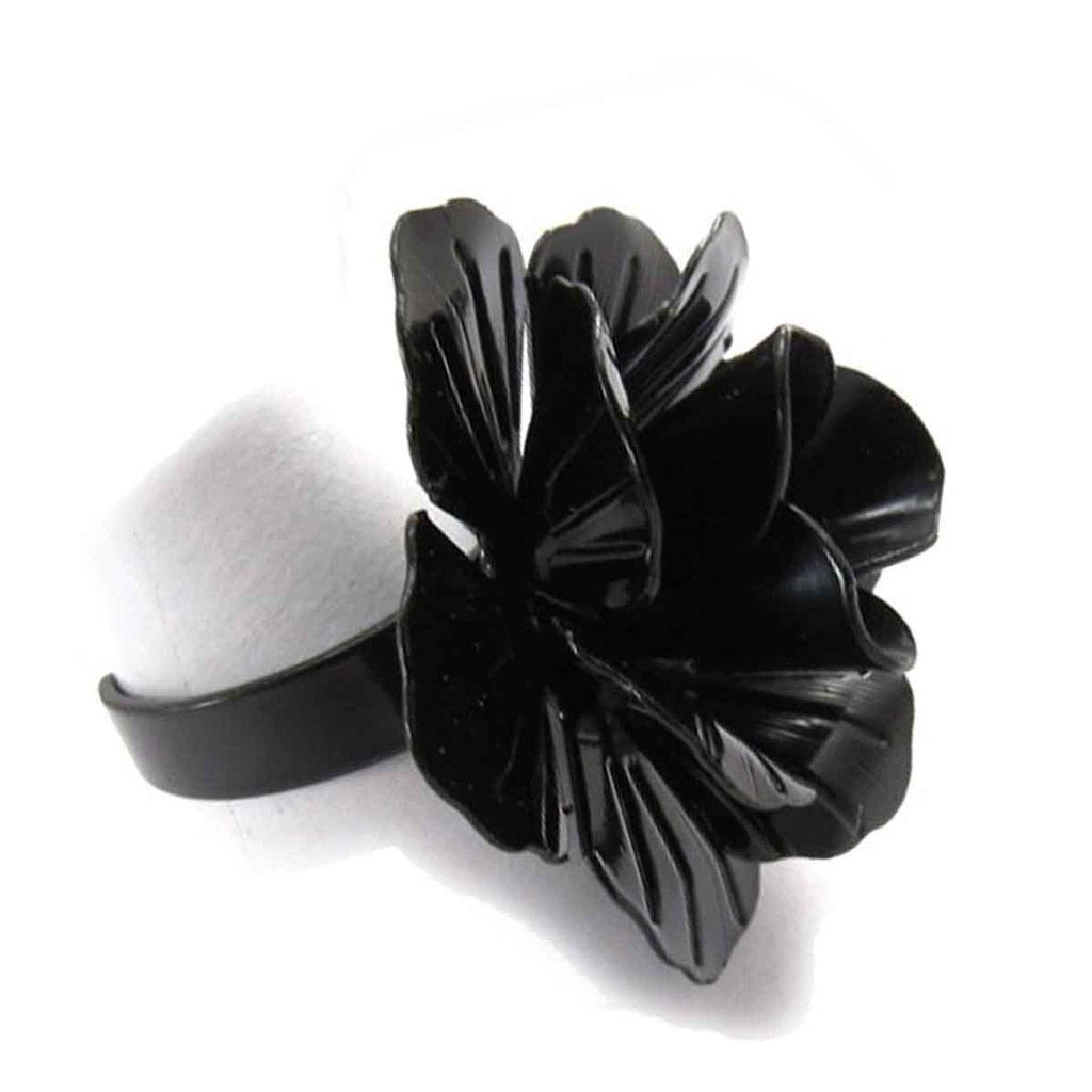 Les Trésors De Lily [J8051] - Inel negru de designer „Flora”.