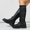 Merade Waterproof Leather Cowboy Boots: Children's & Women's Autumn Riding Boots with Thick Platform Sole
